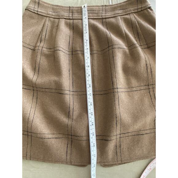 Madewell Wool Blend Brown Windowpane Plaid A-Line Skirt Women's Size 4 - Picture 15 of 16